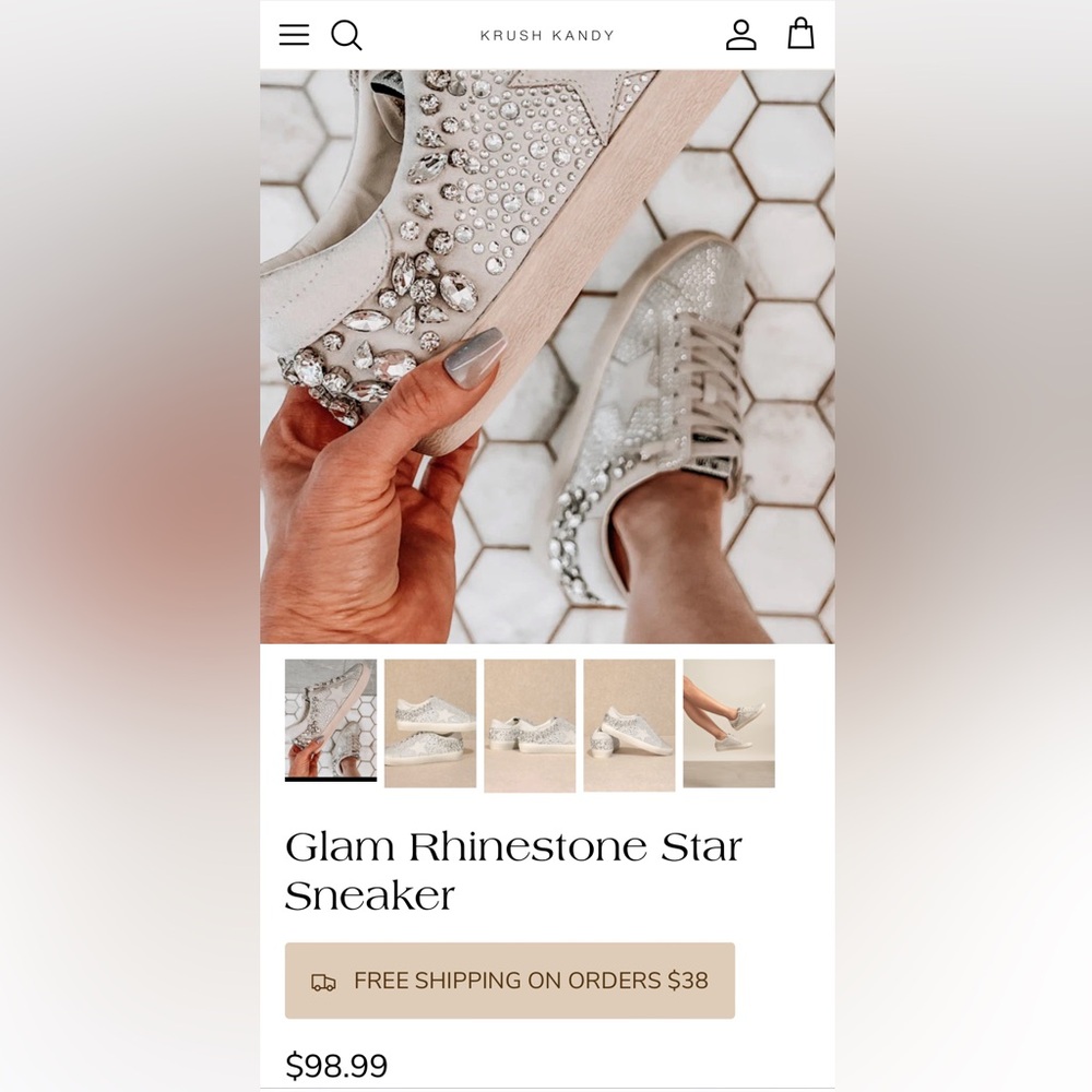 Women's 7.5 Mi.iM Silver Embellished Sneakers